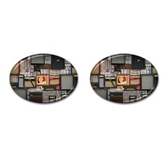 Vinyl Music Retro Studio Room Cufflinks (oval) by Jancukart