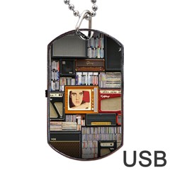 Vinyl Music Retro Studio Room Dog Tag Usb Flash (one Side) by Jancukart