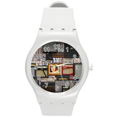 Vinyl Music Retro Studio Room Round Plastic Sport Watch (m) by Jancukart