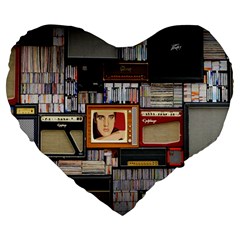 Vinyl Music Retro Studio Room Large 19  Premium Heart Shape Cushions by Jancukart