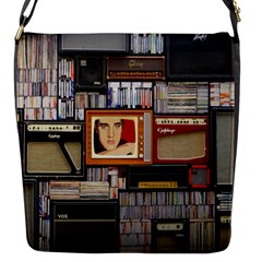 Vinyl Music Retro Studio Room Flap Closure Messenger Bag (s)