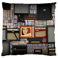 Vinyl Music Retro Studio Room Large Premium Plush Fleece Cushion Case (two Sides)