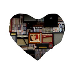 Vinyl Music Retro Studio Room Standard 16  Premium Flano Heart Shape Cushions