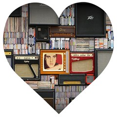 Vinyl Music Retro Studio Room Wooden Puzzle Heart by Jancukart