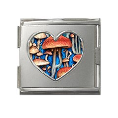 Whimsical Mushroom Mega Link Heart Italian Charm (18mm) by GardenOfOphir