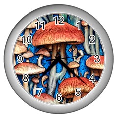 Whimsical Mushroom Wall Clock (silver)