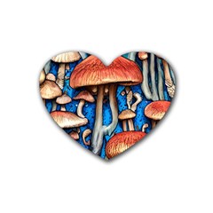 Whimsical Mushroom Rubber Coaster (heart) by GardenOfOphir