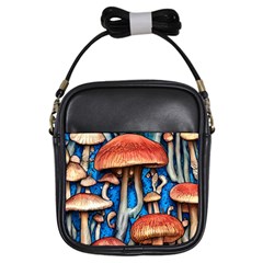 Whimsical Mushroom Girls Sling Bag by GardenOfOphir