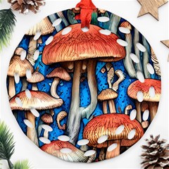 Whimsical Mushroom Round Filigree Ornament (two Sides)