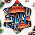 Whimsical Mushroom Snowflake Ornament (Two Sides) Front