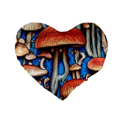 Whimsical Mushroom Standard 16  Premium Heart Shape Cushions by GardenOfOphir