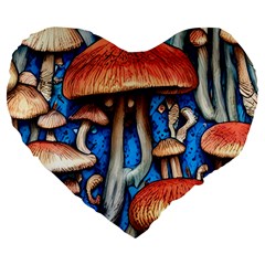 Whimsical Mushroom Large 19  Premium Heart Shape Cushions by GardenOfOphir