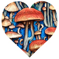 Whimsical Mushroom Wooden Puzzle Heart by GardenOfOphir