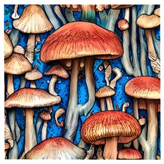 Whimsical Mushroom Wooden Puzzle Square by GardenOfOphir