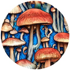 Whimsical Mushroom Wooden Puzzle Round by GardenOfOphir