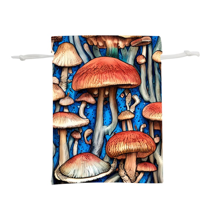 Whimsical Mushroom Lightweight Drawstring Pouch (L)