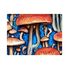 Whimsical Mushroom One Side Premium Plush Fleece Blanket (mini)