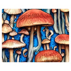 Whimsical Mushroom One Side Premium Plush Fleece Blanket (medium) by GardenOfOphir