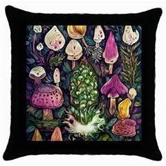 Forest Fairycore Foraging Throw Pillow Case (black) by GardenOfOphir