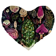 Forest Fairycore Foraging Large 19  Premium Heart Shape Cushions by GardenOfOphir