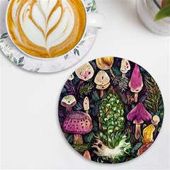 Forest Fairycore Foraging Uv Print Round Tile Coaster by GardenOfOphir