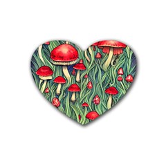 Natural Fairy Foraging Garden Rubber Coaster (heart) by GardenOfOphir