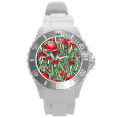 Natural Fairy Foraging Garden Round Plastic Sport Watch (l) by GardenOfOphir