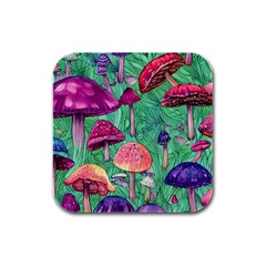 Vintage Flowery Foraging Garden Rubber Square Coaster (4 Pack) by GardenOfOphir