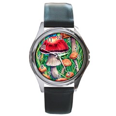 Woodsy Foraging Garden Round Metal Watch by GardenOfOphir