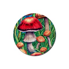 Woodsy Foraging Garden Rubber Coaster (round) by GardenOfOphir