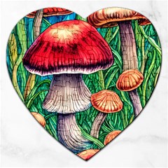 Woodsy Foraging Garden Jigsaw Puzzle (heart) by GardenOfOphir