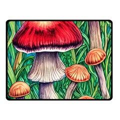 Woodsy Foraging Garden One Side Fleece Blanket (small) by GardenOfOphir