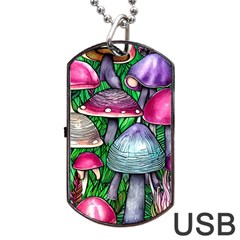 Fantasy Foraging Garden Dog Tag Usb Flash (two Sides) by GardenOfOphir