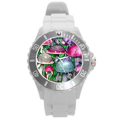 Fantasy Foraging Garden Round Plastic Sport Watch (l) by GardenOfOphir