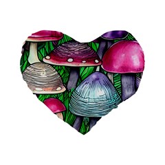 Fantasy Foraging Garden Standard 16  Premium Heart Shape Cushions by GardenOfOphir