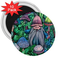 Mushroom Design Fairycore Forest 3  Magnets (10 Pack)  by GardenOfOphir