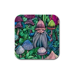 Mushroom Design Fairycore Forest Rubber Square Coaster (4 Pack) by GardenOfOphir