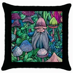 Mushroom Design Fairycore Forest Throw Pillow Case (black) by GardenOfOphir