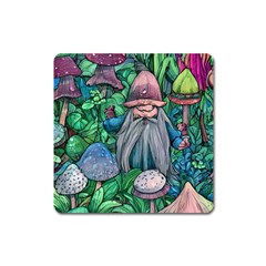 Mushroom Design Fairycore Forest Square Magnet by GardenOfOphir