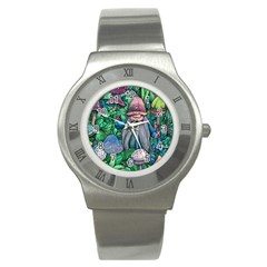 Mushroom Design Fairycore Forest Stainless Steel Watch by GardenOfOphir