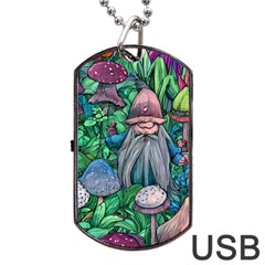 Mushroom Design Fairycore Forest Dog Tag Usb Flash (one Side) by GardenOfOphir