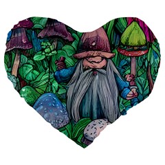 Mushroom Design Fairycore Forest Large 19  Premium Flano Heart Shape Cushions by GardenOfOphir