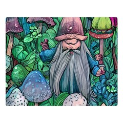 Mushroom Design Fairycore Forest One Side Premium Plush Fleece Blanket (large)