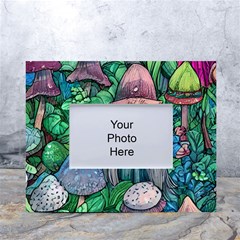 Mushroom Design Fairycore Forest White Tabletop Photo Frame 4 x6  by GardenOfOphir