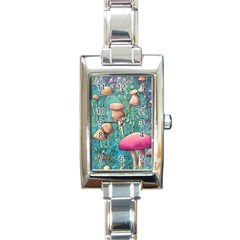 Natural Mushroom Design Fairycore Garden Rectangle Italian Charm Watch by GardenOfOphir