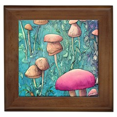 Natural Mushroom Design Fairycore Garden Framed Tile by GardenOfOphir