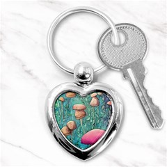 Natural Mushroom Design Fairycore Garden Key Chain (heart) by GardenOfOphir