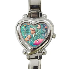 Natural Mushroom Design Fairycore Garden Heart Italian Charm Watch by GardenOfOphir