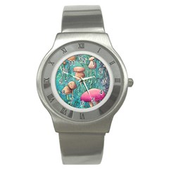 Natural Mushroom Design Fairycore Garden Stainless Steel Watch by GardenOfOphir