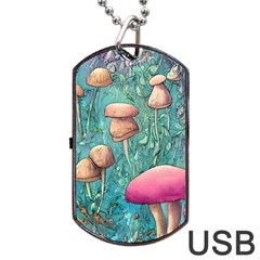 Natural Mushroom Design Fairycore Garden Dog Tag Usb Flash (two Sides) by GardenOfOphir